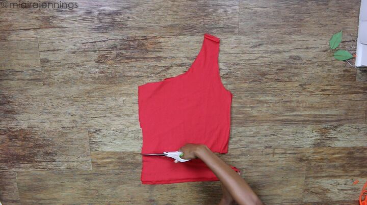diy ruffled one shoulder top from a basic t shirt easy sewing