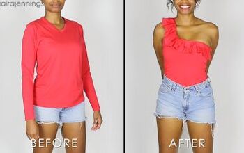 DIY Ruffled One-Shoulder Top From a Basic T-shirt (Easy Sewing!)