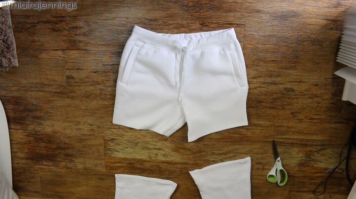 diy sweat shorts crop top matching set from old sweatpants easy sew