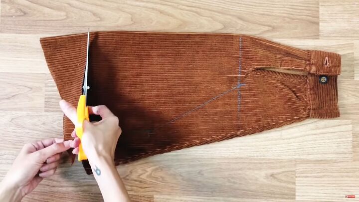 how to sew an overall dress out of an old corduroy shirt, Making the pockets for the overall dress