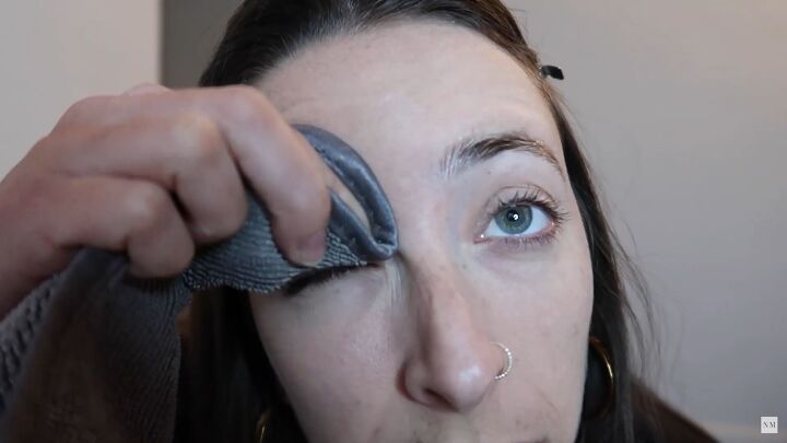 how to use a diy eyebrow lamination kit easy step by step tutorial, Wiping off the solution with a washcloth