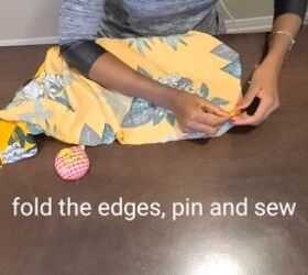 this cute diy multiway dress can be worn 4 different ways, Folding and pinning the raw edges
