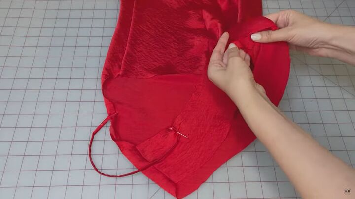 how to make a sexy slip dress step by step sew along tutorial, Attaching the straps to the DIY slip dress