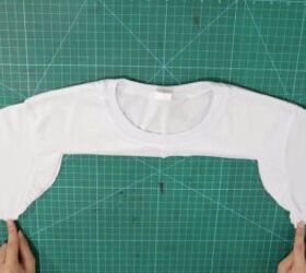 how to easily make a cute diy peasant top from a t shirt, Making the sleeves for the DIY peasant top