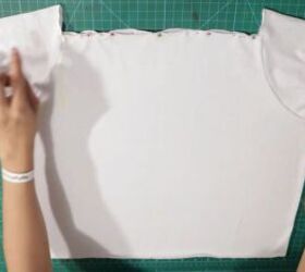 how to easily make a cute diy peasant top from a t shirt, Attaching elastic to the DIY peasant top