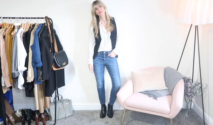 how to play around have fun styling your capsule wardrobe, Skinny jeans ankle boots and a waistcoat