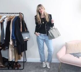 how to play around have fun styling your capsule wardrobe, Blazer boyfriend jeans and sneakers