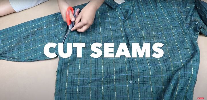 these massive diy puff sleeves were inspired by anne of green gables, Seam ripping the shirt and cutting the seams