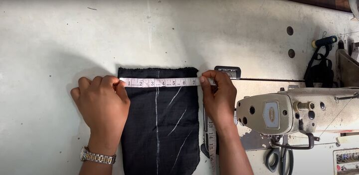 how to make cute diy high waisted shorts from scratch, Making pockets for DIY high waisted shorts