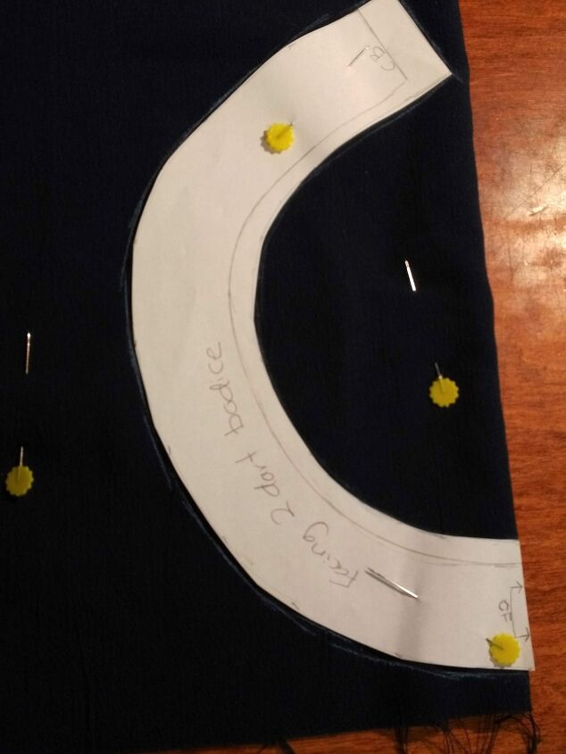 how to draft and sew a neck facing, Cut facing pattern out of fabric
