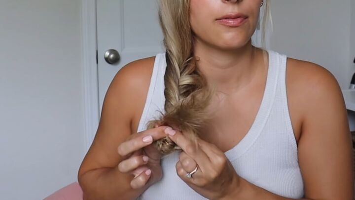 how to tie your hair without a hair tie 4 different cute ways, How to do a fishtail braid without a hair tie