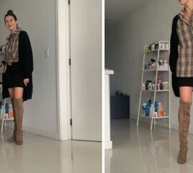 what to wear with a plaid shirt 5 comfy trendy fall outfit ideas, Plaid shirt with a miniskirt and high boots