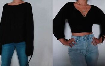 How to Make a Peasant Crop Top Out of an Old Baggy Shirt