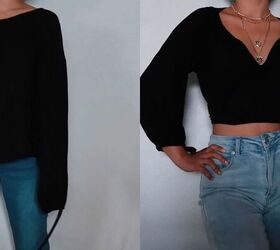 How to Make a Peasant Crop Top Out of an Old Baggy Shirt Upstyle