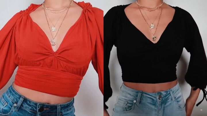 how to make a peasant crop top out of an old baggy shirt, How to make a peasant crop top