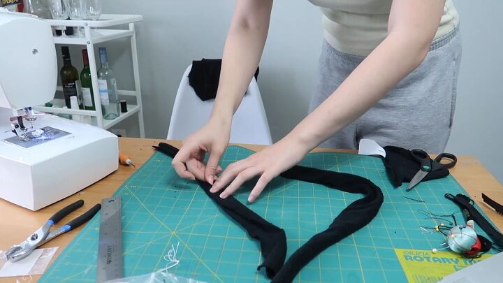 how to make a cute corset out of an old hoodie diy tutorial, Making the straps for the hoodie corset