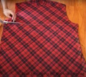 how to make a plaid shirt into a dress easy diy tutorial, Cutting off the top of the plaid shirt
