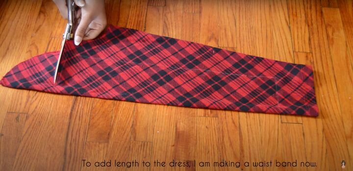 how to make a plaid shirt into a dress easy diy tutorial, Cutting a waistband from the sleeves