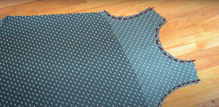 how to make a cute diy trapeze dress in 9 simple steps, Adding a topstitch along the armholes