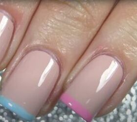bored of a standard mani try this cute multicolor french manicure, Multicolor French manicure