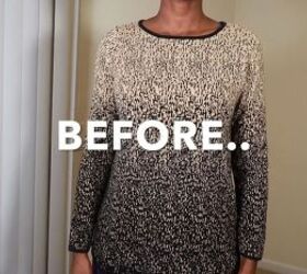 how to make a sexy diy one shoulder crop top out of an old sweater, Long sleeve t shirt before the upcycle