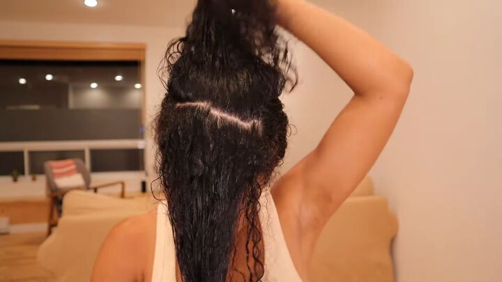 how to do a silk press at home easily safety for type 3 curly hair, Sectioning the hair
