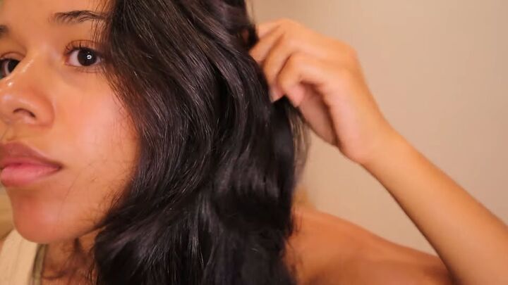 how to do a silk press at home easily safety for type 3 curly hair, Curly hair after blow drying