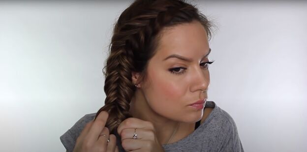 how to do a cute dutch fishtail braid step by step tutorial, Fishtail braiding hair