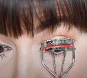 how to easily make eyelashes look longer without fake lashes, Curling eyelashes with an eyelash curler