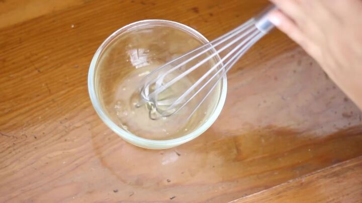 suffering with blackheads try this super easy diy peel off face mask, Whisking the egg