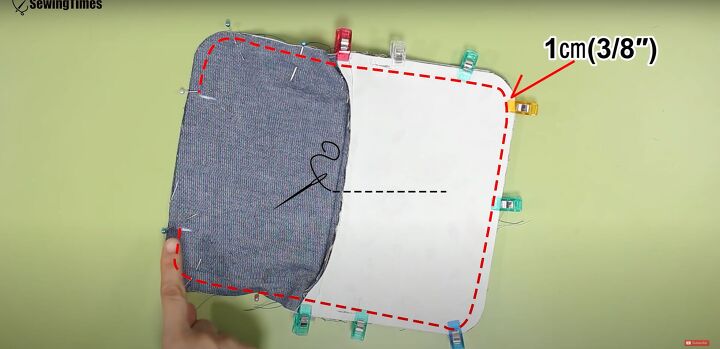 how to make a practical diy belt bag that can clip onto jeans, Pinning and sewing the belt bag