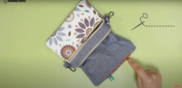 how to make a practical diy belt bag that can clip onto jeans, Flipping the DIY belt bag fabric