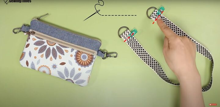 how to make a practical diy belt bag that can clip onto jeans, Attaching the stap