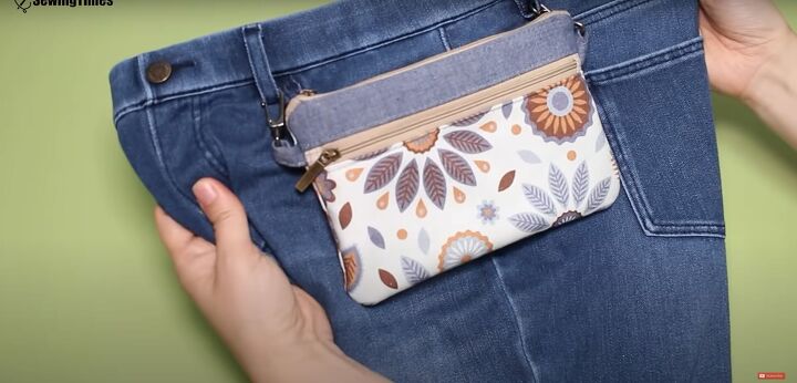 how to make a practical diy belt bag that can clip onto jeans, DIY belt bag attached to jeans