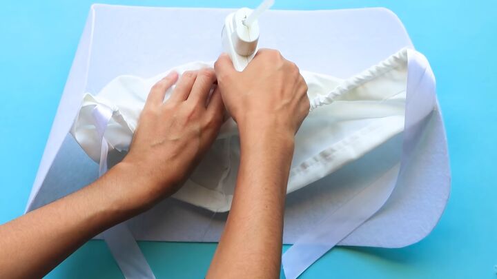 how to sew a diy bonnet for the ultimate handmaid s tale costume, Attaching the wings to the bonnet