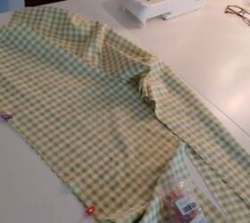 how to make a super cute diy two piece pants set in gingham, Pinning the outer seams ready to sew