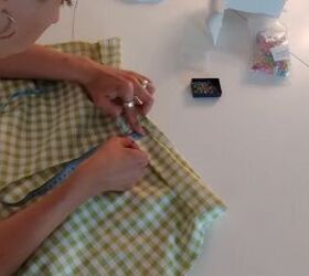 how to make a super cute diy two piece pants set in gingham, Creating a tunnel for the elastic