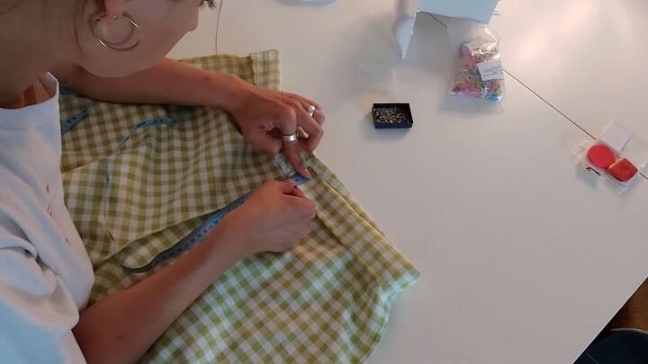 how to make a super cute diy two piece pants set in gingham, Creating a tunnel for the elastic