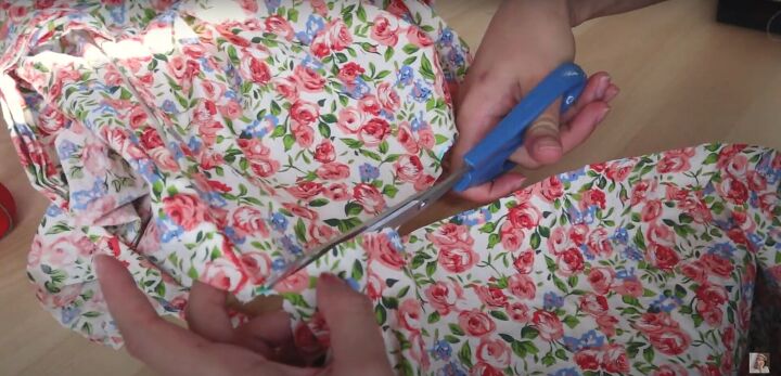 diy dress makeovers 2 easy dress refashions with cute vintage details, Cutting the dress into a shirt