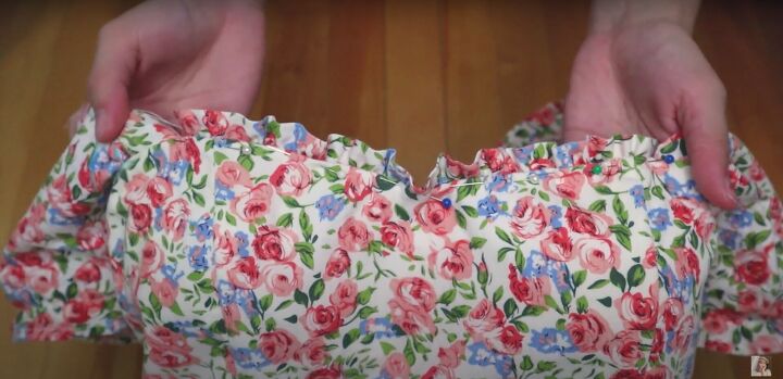diy dress makeovers 2 easy dress refashions with cute vintage details, Sewing the ruffles down with a topstitch