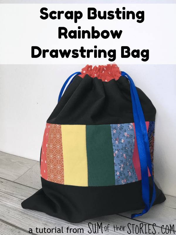 rainbow drawstring bag