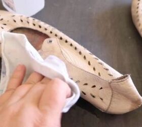 how to stretch shoes easily paint them for a whole new look, Applying rubbing alcohol to leather shoes