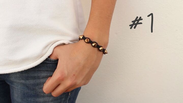5 cute square knot friendship bracelet ideas with beads chains, Studded square knot friendship bracelet