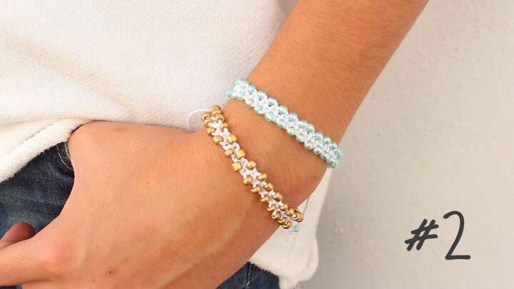 5 cute square knot friendship bracelet ideas with beads chains, DIY square knot stackable beaded bracelets