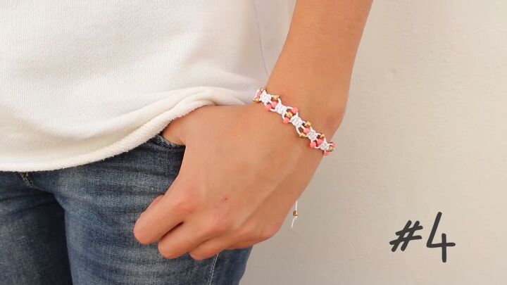 5 cute square knot friendship bracelet ideas with beads chains, Beaded square knot friendship bracelet