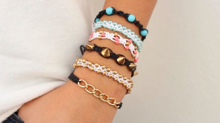 5 cute square knot friendship bracelet ideas with beads chains, Square knot friendship bracelet ideas