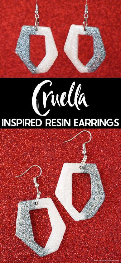 cruella inspired resin earrings