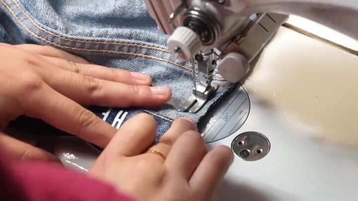 how to easily make alterations to pants in 5 different ways, Sewing up the pants to make them fit better