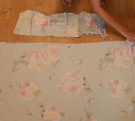 how to make a gorgeous floral diy dress out of an old blanket, Pulling the gathered stitches to make ruffles