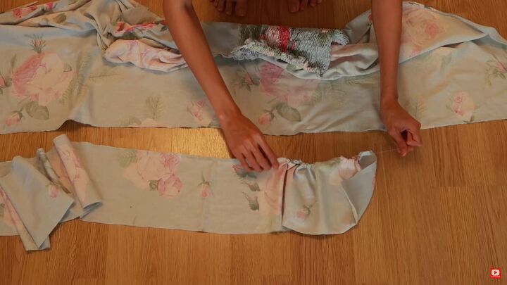 how to make a gorgeous floral diy dress out of an old blanket, How to make ruffles on a dress